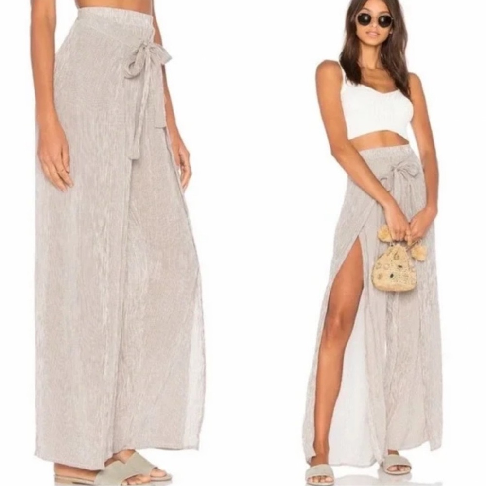 Faithfull the Brand Brown / White Wrap Pants with slits